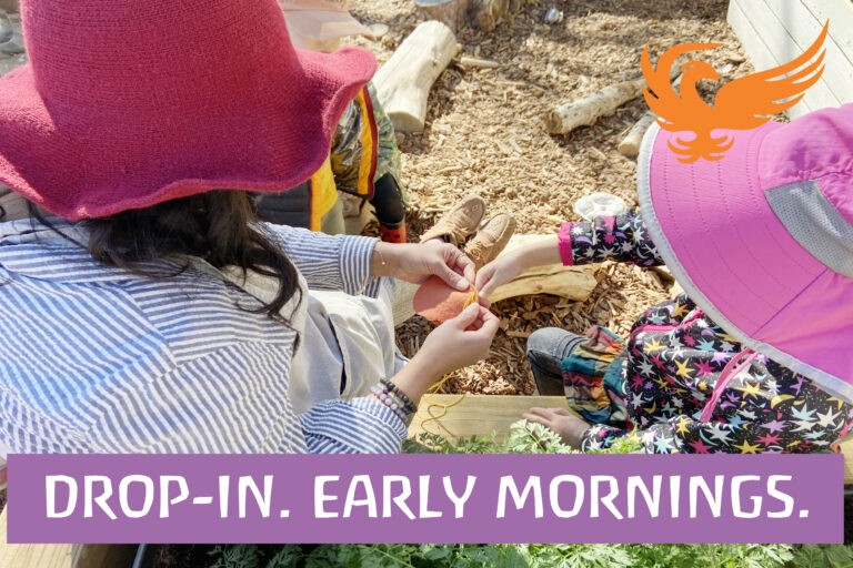 drop in. early mornings. teacher sewing with child.